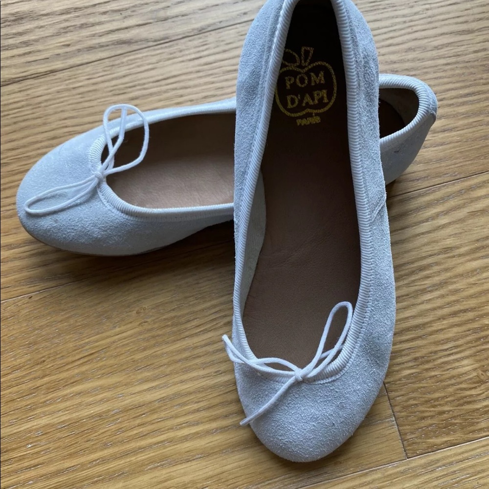 Pom d'Api Girl White Ballerina Flats Shoes Size 30 12.5